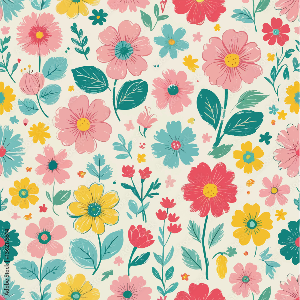 custom made wallpaper toronto digitalFloral pattern seamless design with flowers, leaves, and vintage elements in pink, perfect for wallpaper, textile, and garden-themed decoration