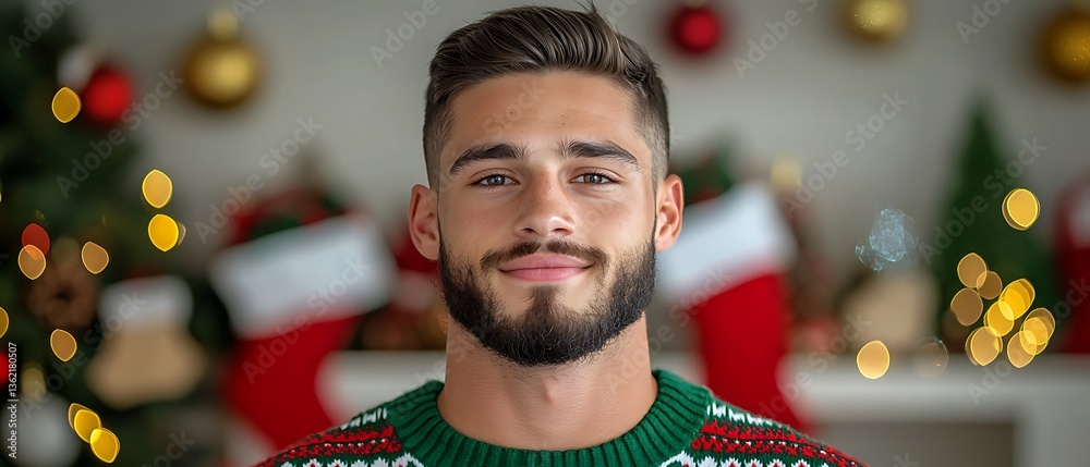 Fototapeta premium Man Christmas Sweater Portrait (1)