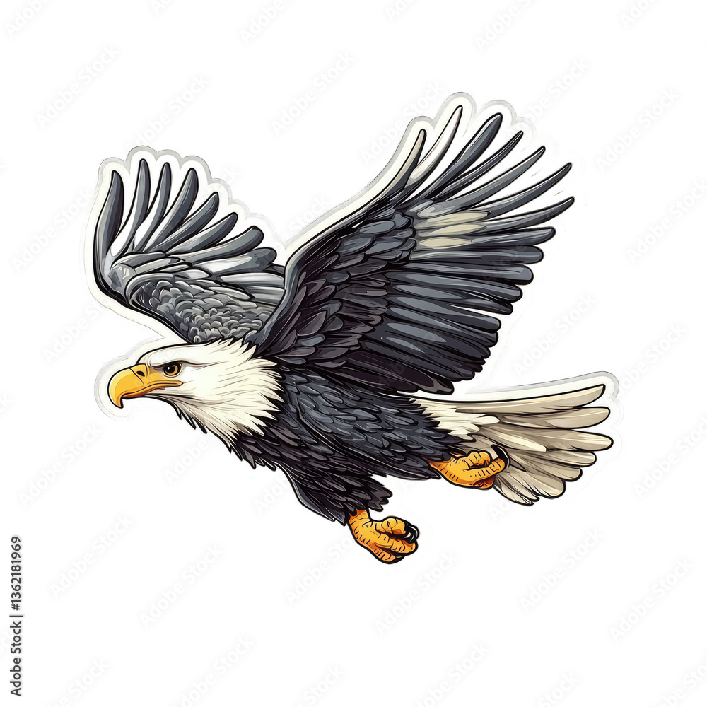 Obraz premium Majestic Bald Eagle in Flight - Vector Illustration