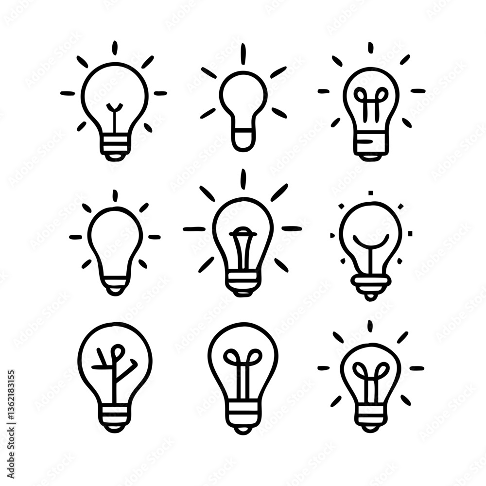 Lightbulb Concept Icons Vector Lightbulb Concept Icons Vector