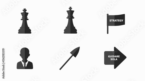 Sleek Monochrome Business Icon Pack – Minimalist Symbols for Banking, Investment, Web Services, and Data Analytics