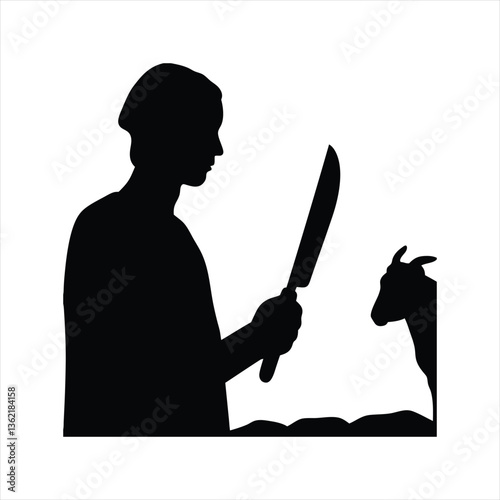 Man Knife Goat Sacrifice Silhouette