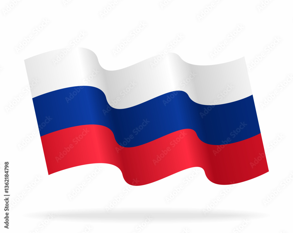 Fototapeta premium Russian flag wavy background layout. Vector illustration.