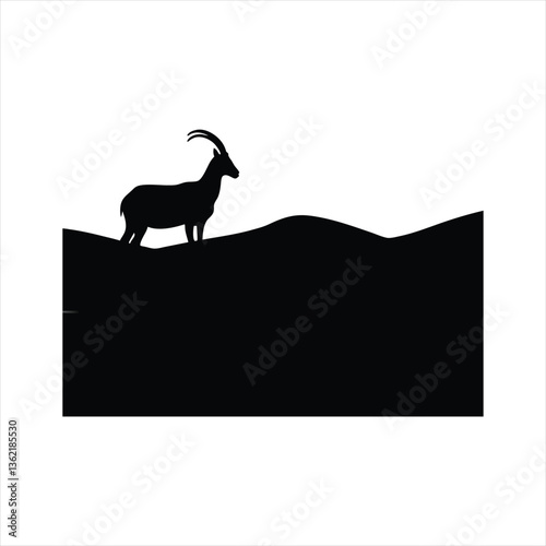 Ram Silhouette Rocky Hillside Standing