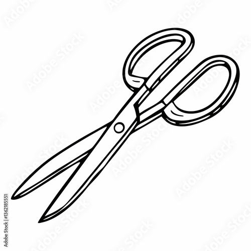 Minimalist Black and White Scissors Line Art SVG