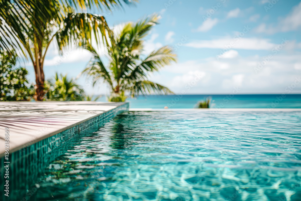 Fototapeta premium Coastal Oasis: Beachfront Luxury Pool Retreat