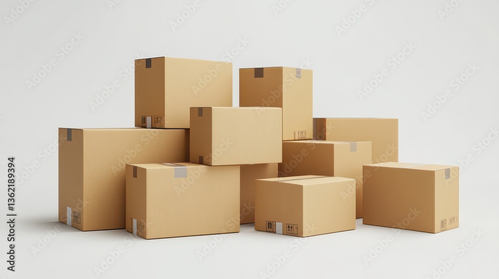 3D Cardboard box package transport order icon .3D Minimal stack parcel box icon on isolated white background. Logistics shipment and Online delivery service Concept. 3d render. 3D Cardboard box package transport order icon .3D Minimal stack parcel box icon on isolated white background. Logistics shipment and Online delivery service Concept. 3d render.