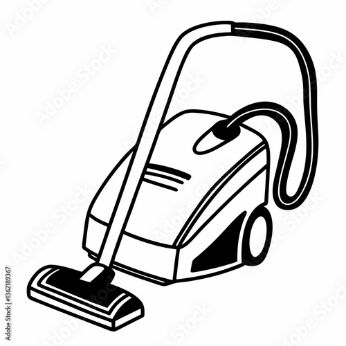 Minimalist Black and White Vacuum Cleaner Line Art SVG