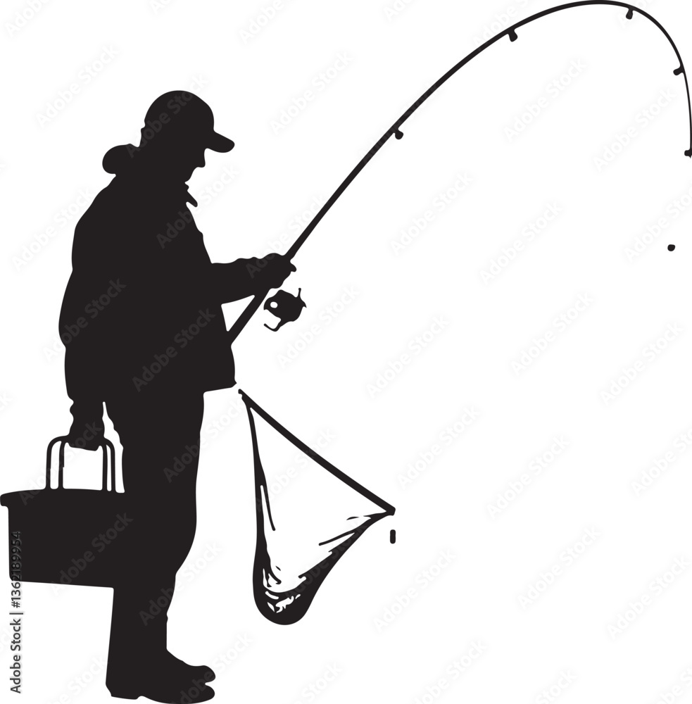 Obraz premium fisherman with fishing rod