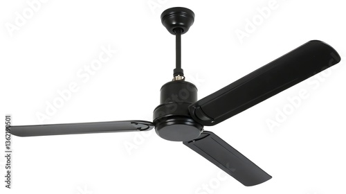 Black Ceiling Fan Isolated on White Background photo