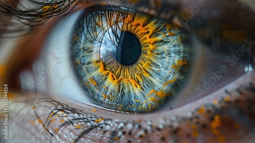 Yellow eye macro with mesmerizing patterns