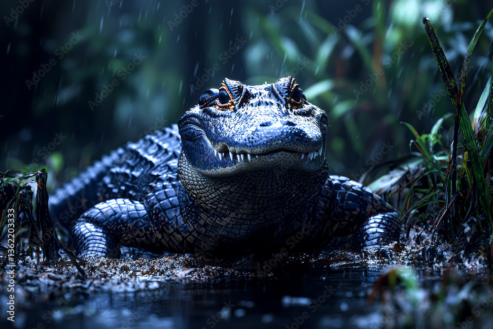 Fototapeta premium Stunning American Alligator in Natural Habitat - Florida Wildlife Photography