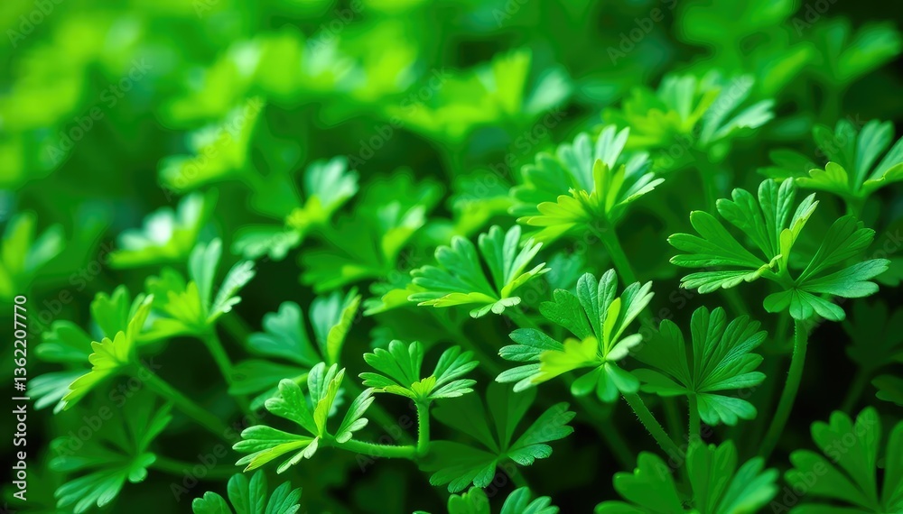 Delicate parsley sprigs forming a natural pattern, herb, culinary, fresh Delicate parsley sprigs forming a natural pattern, herb, culinary, fresh