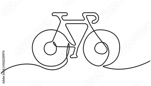 one continuous editable line drawing style, Continuous one line drawing of bike or bicycle vector minimalism design