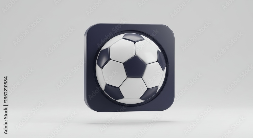 Soccer Ball in Rounded Square Frame for Sports Apps and Icons Soccer Ball in Rounded Square Frame for Sports Apps and Icons