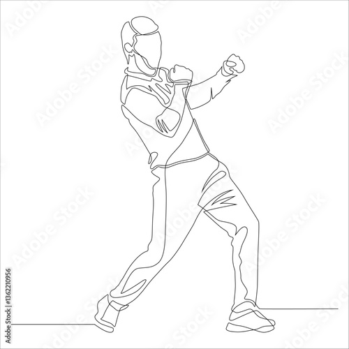Bowler wicket celebration continuous line art!