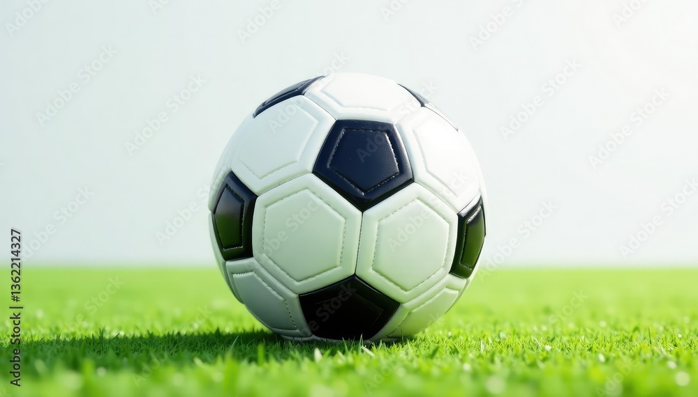 Fototapeta premium New pristine football against pure white backdrop, football, perfect condition