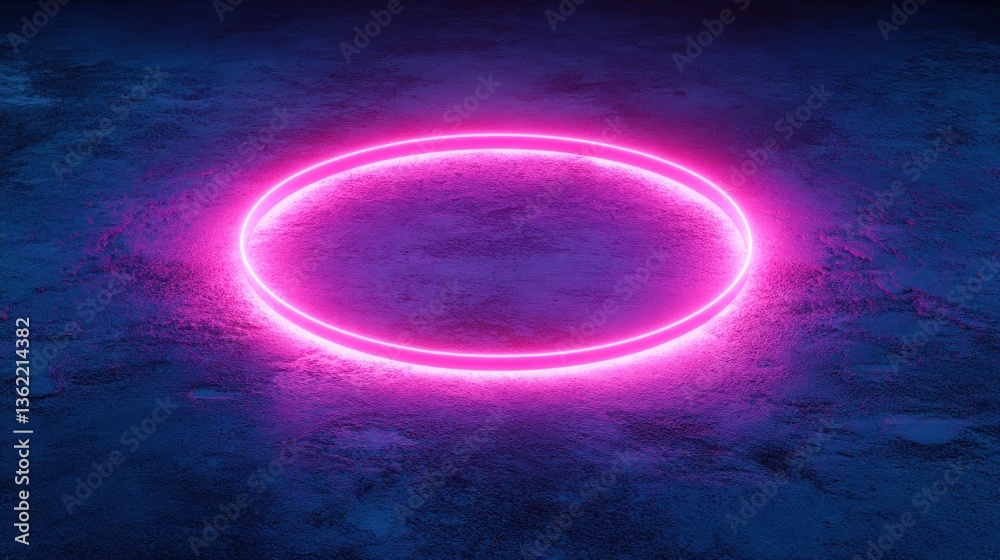 Obraz premium Neon circle light line on ground