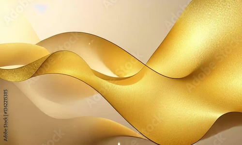 Abstract Golden Waves, Liquid Flow, Elegant Curves, Smooth Surface, Luxury Design