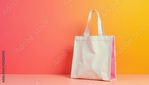 Stylish reusable canvas shopping bag, isolated , background, cotton bag, sustainable