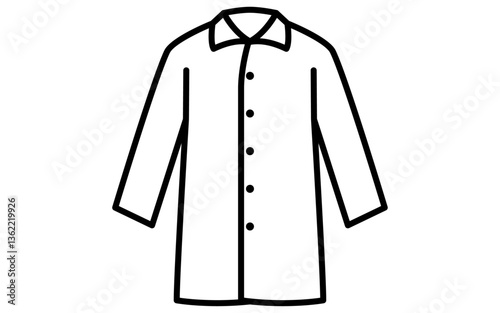 メンズのトラベルコート、服のシンプルな線画アイコン（白黒）