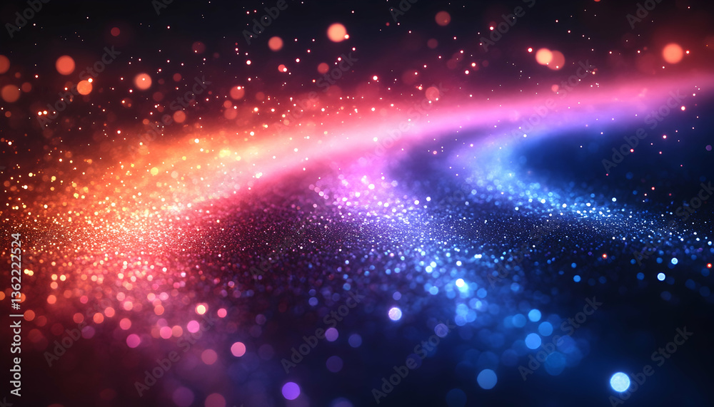 Fototapeta premium Colorful glittering particles merge