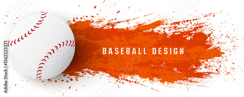 Photography Stylized baseball ball on abstract paint splash design