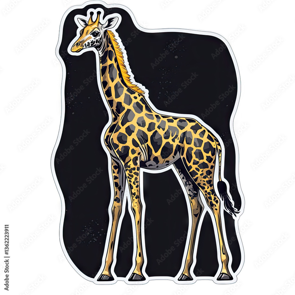 Naklejka premium Majestic Giraffe in a Dark, Stylized Illustration