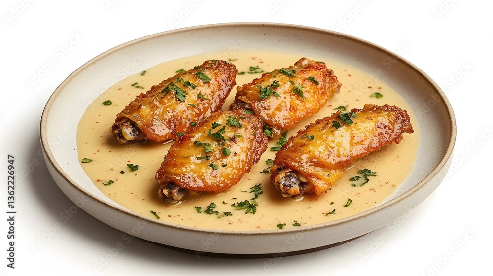Delicious Crispy Chicken Wings in Creamy Sauce Gourmet Food Photography Delicious Crispy Chicken Wings in Creamy Sauce Gourmet Food Photography