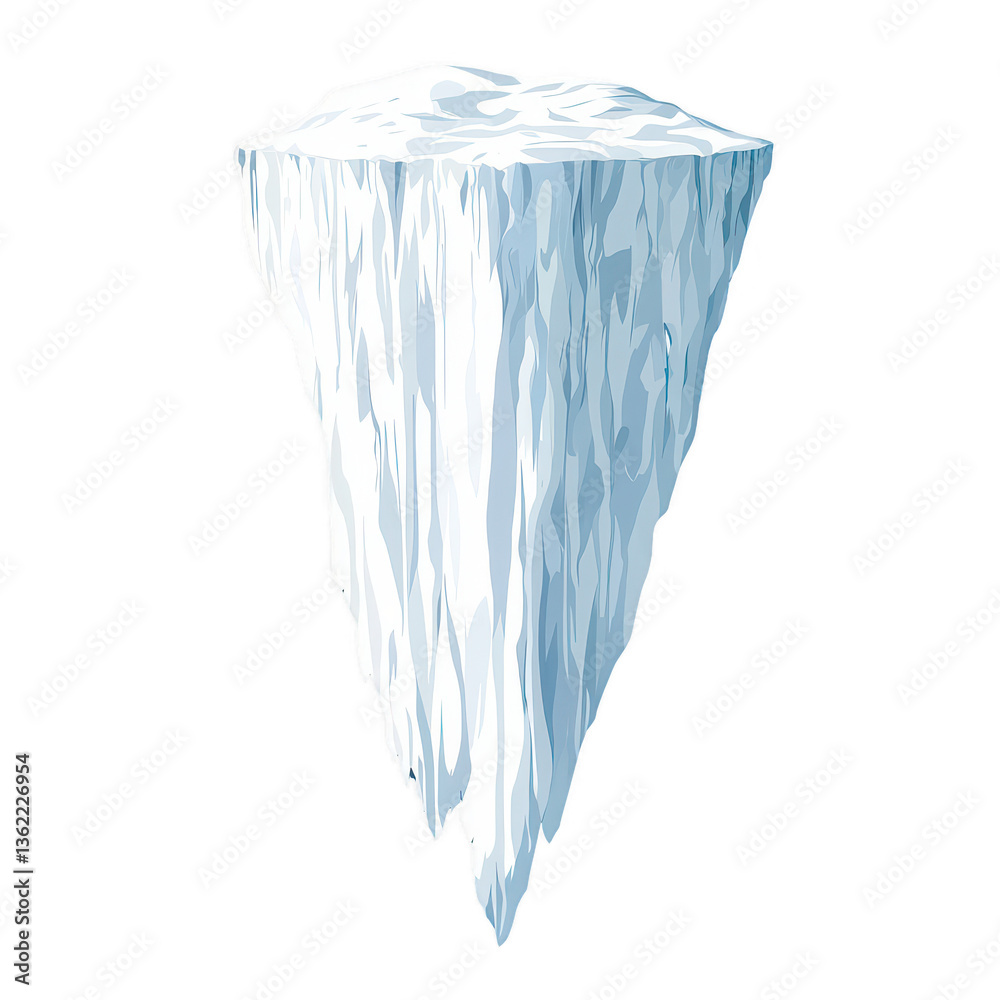 Obraz premium Isolated image of a floating iceberg, showcasing its unique shape and icy texture against a white background.