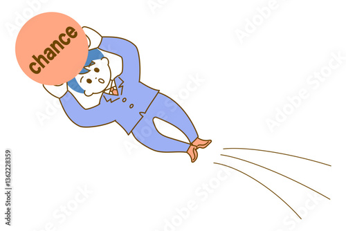 ジャンプしてチャンスをキャッチするスーツの男性のイラスト