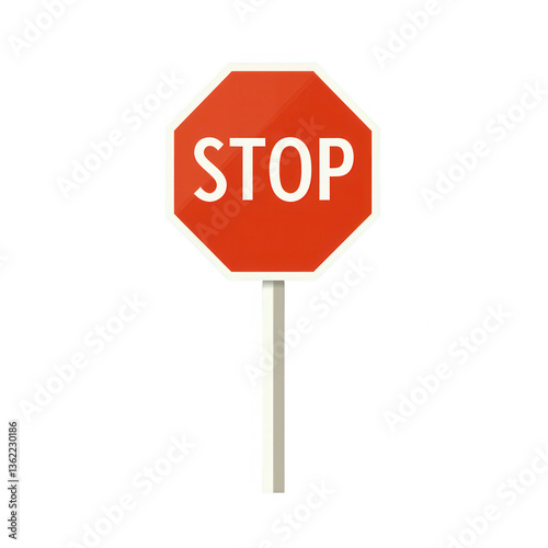 Stop sign on a white isolate background. This traffic symbol indicates the necessity to halt and is essential for road safety. photo