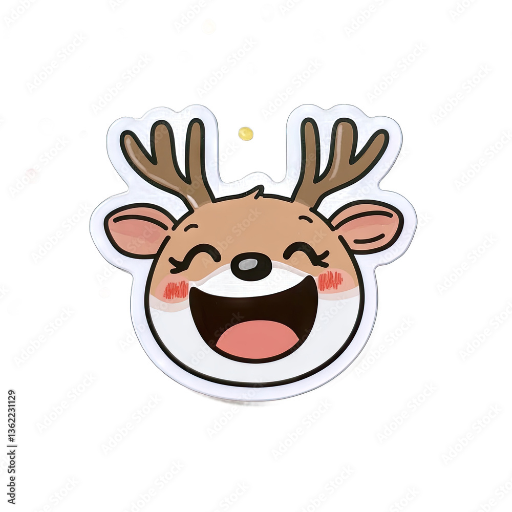 Fototapeta premium Joyful Reindeer Cartoon Illustration - Festive Christmas Design