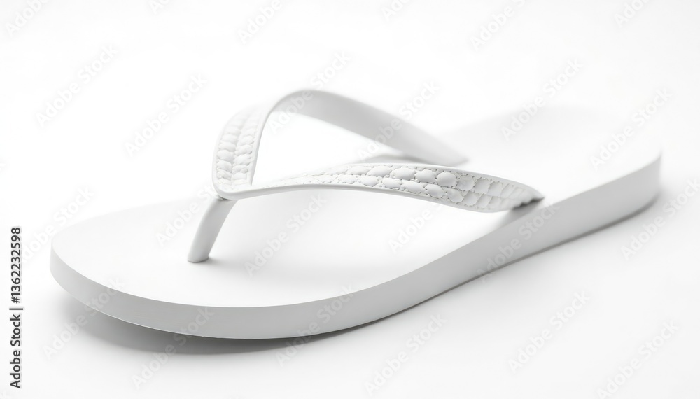 Single white flip-flop isolated on pure white background , bright, vacation Single white flip-flop isolated on pure white background , bright, vacation