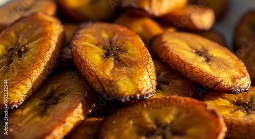 Close-up of Delicious Fried Plantain Slices Ready to Eat and Serve