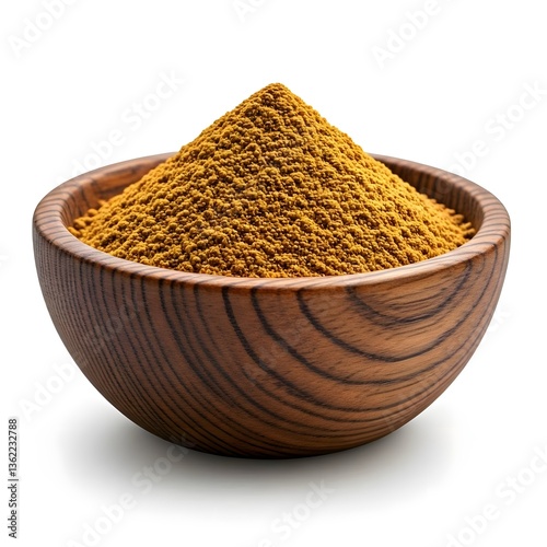 Wallpaper Mural A rustic wooden bowl filled with ground cumin on a white background, AI Generated Torontodigital.ca