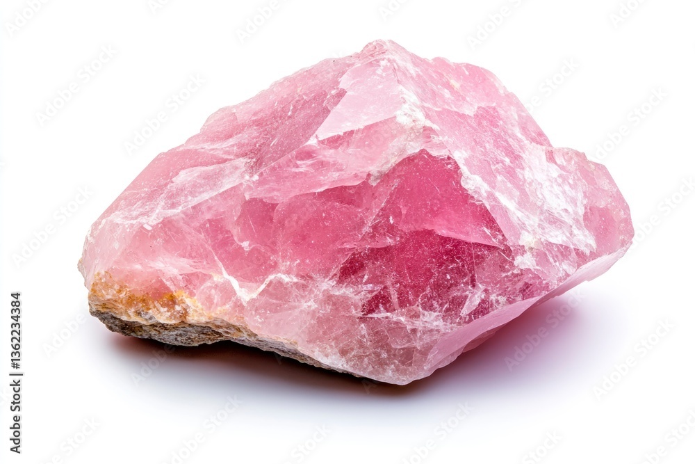 Raw Rose Quartz Chunk Close-up on White Background for Crystal Healing Raw Rose Quartz Chunk Close-up on White Background for Crystal Healing
