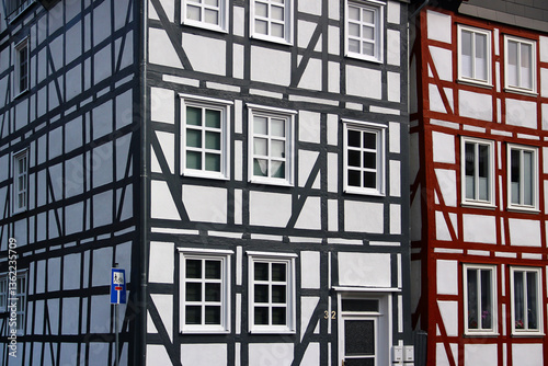 Old half-timbered fachwerk houses in Hessen, Germany