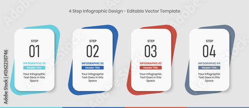 4 Steps Infographics Design editable Template, Graph, Pie chart, workflow layout, vertical rectangular box diagram, report, business presentation graphic elements, step by step process diagram