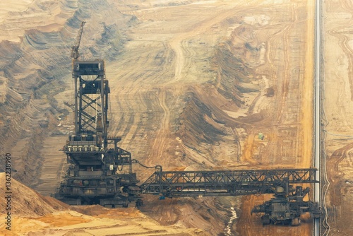 Obraz na płótnie Large excavator in use on a hazy morning in a coal mining area w salonie