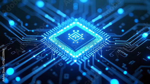 A stunning digital illustration with Semiconductor . Central Computer Processors CPU.
