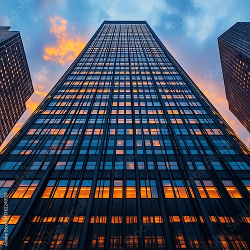 Wallpaper Mural Skyscraper Sunset Cityscape, Evening Architecture Torontodigital.ca