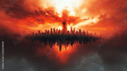 Conceptual rendering of cities being drawn into existence by unseen hands,