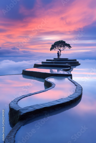 A vivid, high-resolution image showing a Balinese farmer attentively inspecting rice plants in