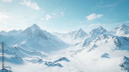 Wallpaper Mural Panoramic view down snow covered valley in alpine mountain range Torontodigital.ca