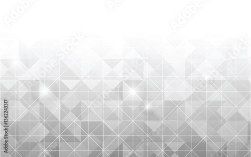 Abstract 3d white background with shadow and cone rectangle patten. Triangle mosaic template for technology for banner, poster, web in futuristic and technology design. Vector illustration.