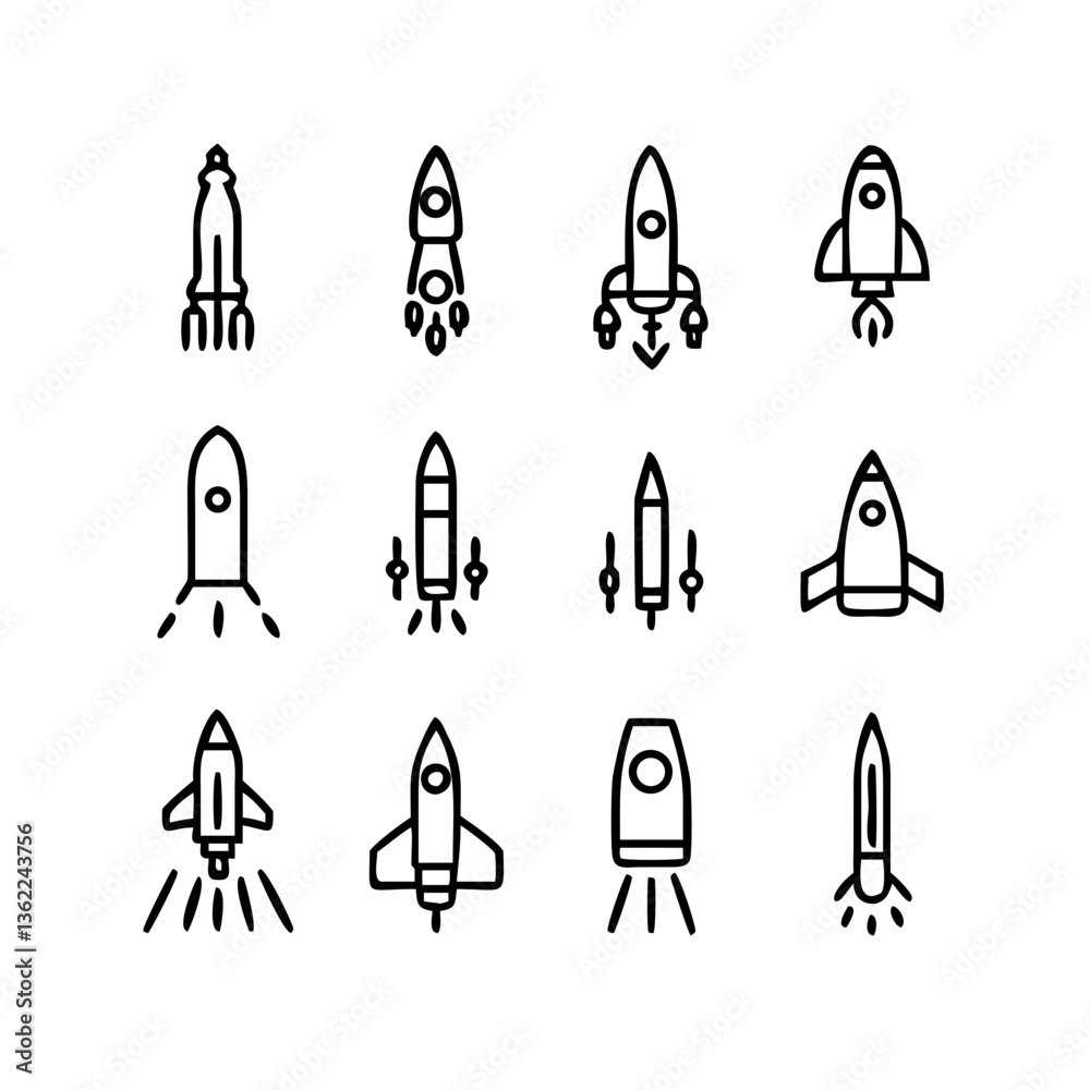 Rocket Launch Icons Vector