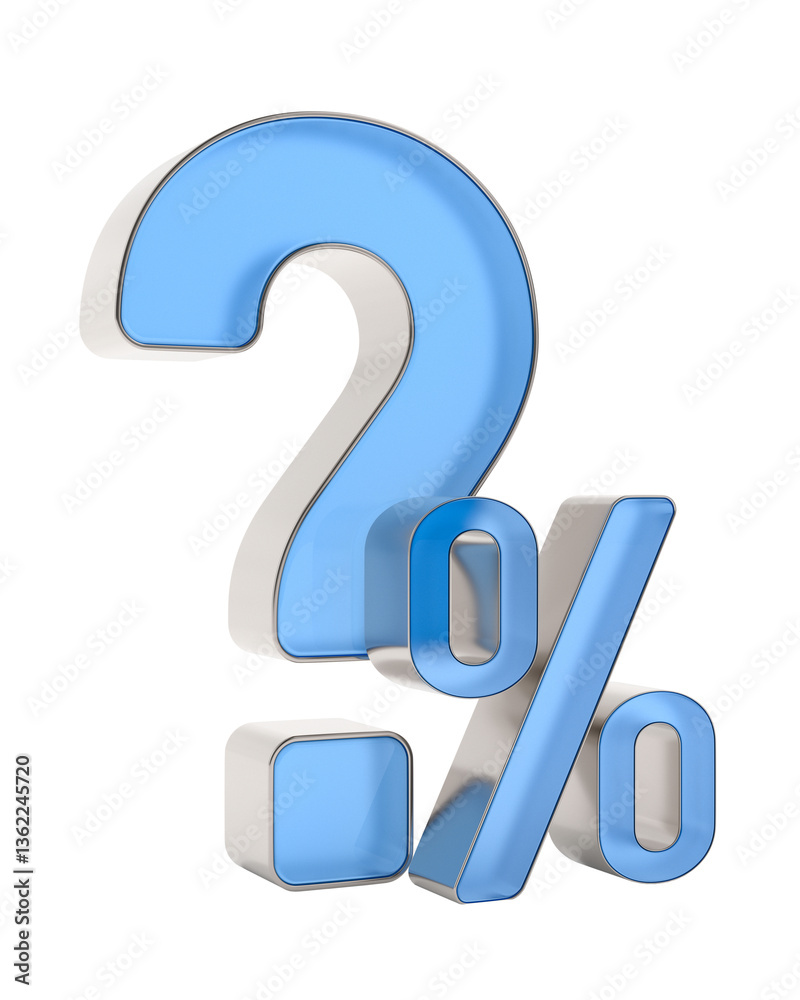 Unknown percent on white background. Isolated 3D illustration Unknown percent on white background. Isolated 3D illustration