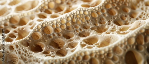 Close-up of intricate natural texture showcasing organic patterns and bubbles on a surface