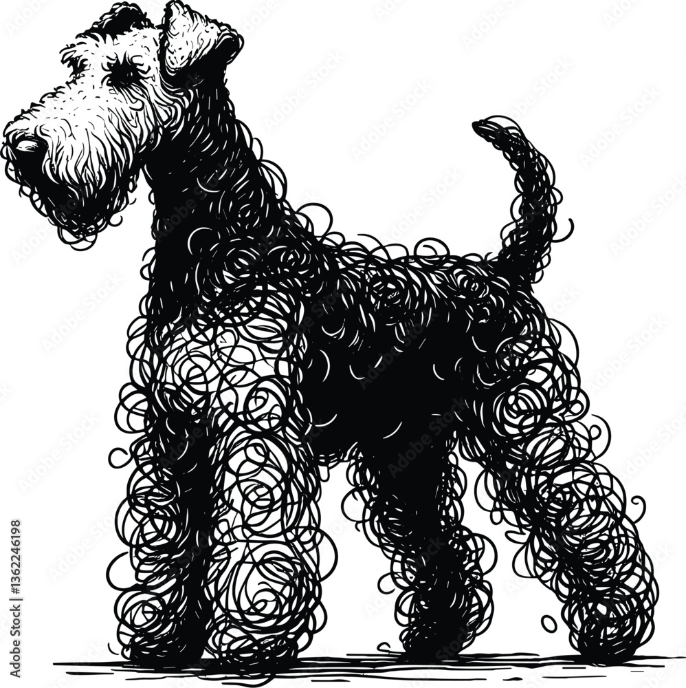 Airedale Terrier Dog Messy Line Drawing Airedale Terrier Dog Messy Line Drawing